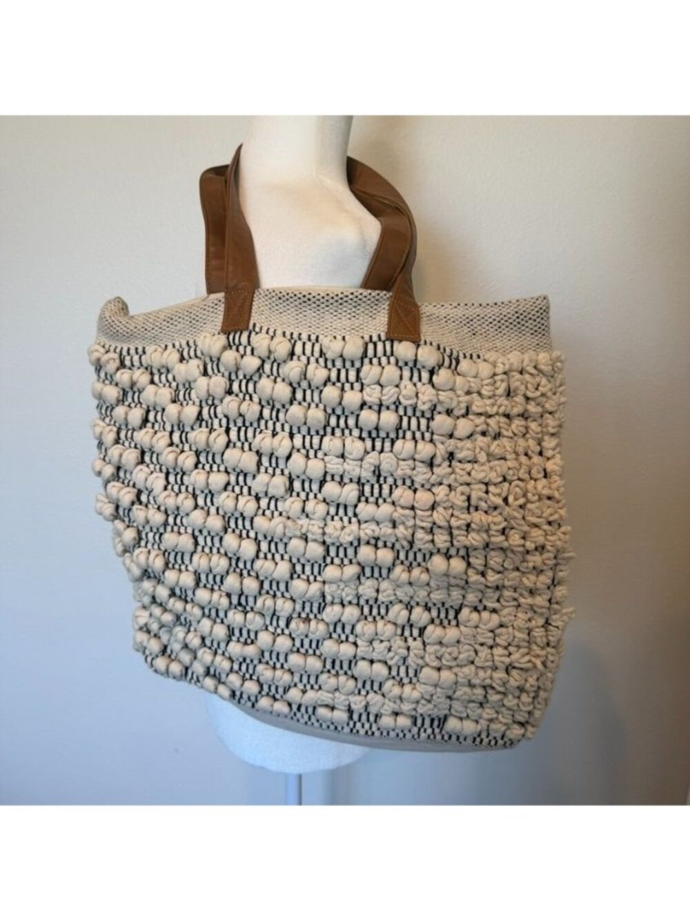 Boho Cream Macrame Woven Tote Bag Bohemian